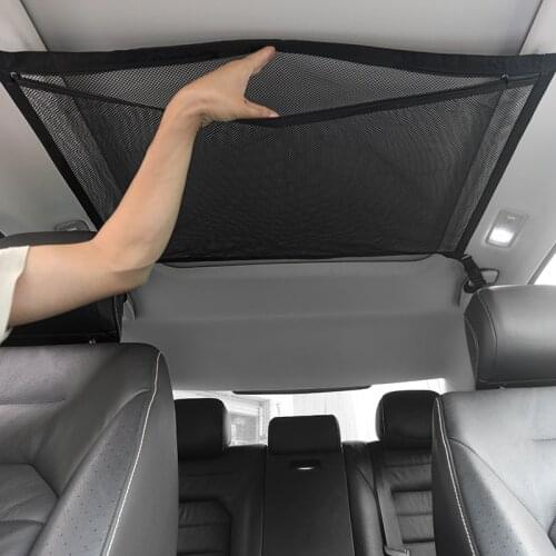 ZK30 Car Ceiling Storage Net Pocket Car Roof Bag Interior Cargo Breathable Mesh Bag Auto Stowing Tidying Interior Accessories