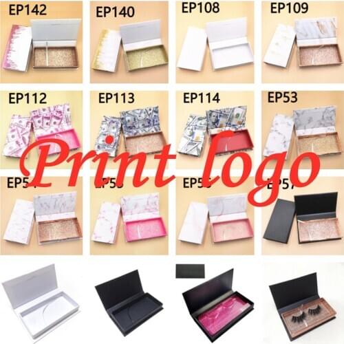 White and black color print logo Wholesale Eyelash Packaging Box Lash Boxes Packaging Mink Eyelashes Package Storage Case Vendor
