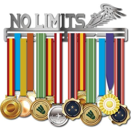 NO LIMITS medal hanger Sport medal holder Stainless steel medal hanger for running,gymnastics,swimming,cycling medals