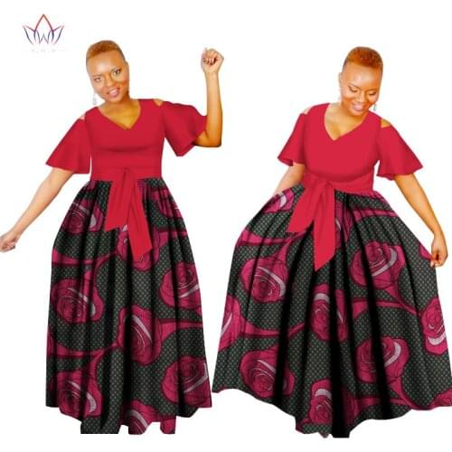 Africa Style Maxi Dress for Women Summer 2020 Bazin Riche Elegant Ladies Dresses Dashiki Short Sleeve Africa Clothing WY1504