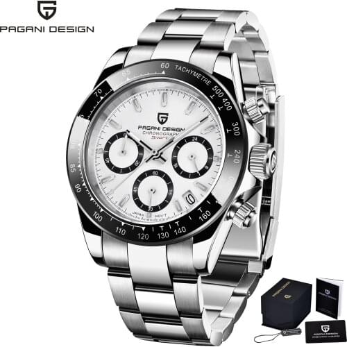 Pagani Design Top Brand 40MM Mens Sports Quartz Watch Sapphire Stainless Steel Waterproof Counting Time Code Table Reloj Hombre