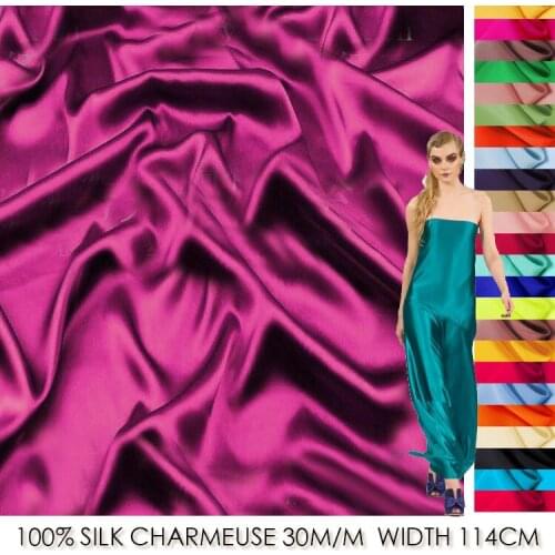 CNUM SS11430-1 100% Silk Satin/ Pure Color, 01-1724/ Silk Fabric Heavy/ Width:1.25yd, Thickness:30m/m /Unit:Meter