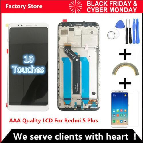 10-Touch AAA Quality LCD+Frame For Xiaomi Redmi 5 Plus LCD Display Screen Replacement For Redmi 5 Plus LCD Screen Snapdragon 625