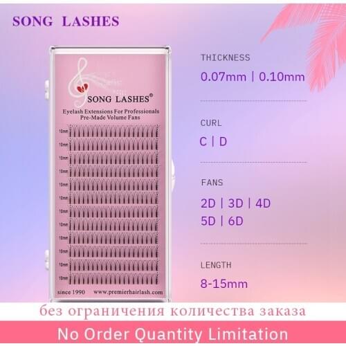SONG LASHES 0.07 0.10mm thickness long stem premade volume fans premade fans Eyelash Extension for salon and professional