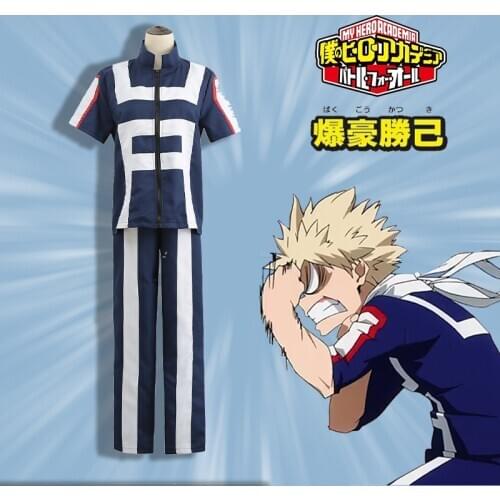 Anime Cosplay My Hero Academia Bakugou Katsuki Cosplay Costumes School Uniform Roleplay Sport Suit Tshirt Pants Size S-3XL