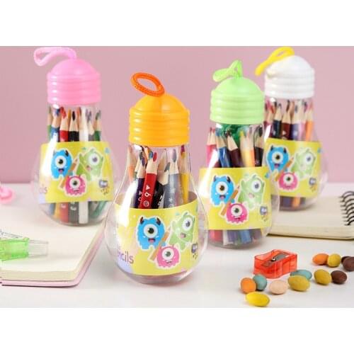Ellen Brook 18 Color/Sets Korean Stationery Cartoon Cute Bulb Shape Non-Toxic Crayon Oil Painting Stick Student School Supplies