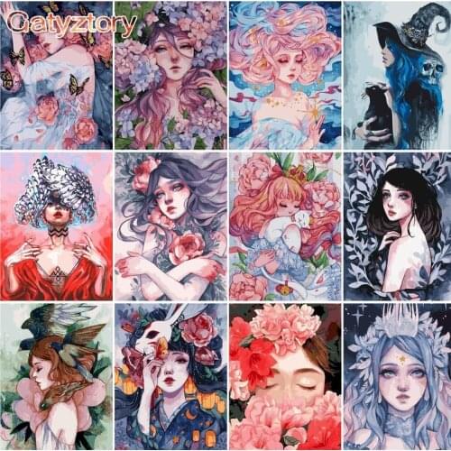 GATYZTORY DIY Painting By Number Canvas Kits Girl Abstract Art DIY Unique Gift Coloring By Numbers cool Portrait Home Decoration