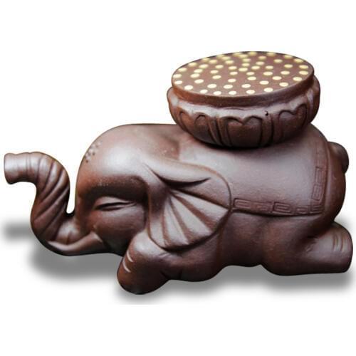 Chinese handmade tea pet elephant yixing zisha purple clay tea play holder for lid of tea pot small statue mascot new on sales