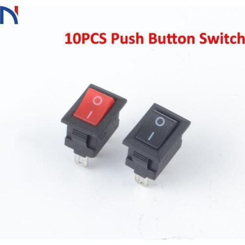 10Pcs Push Button Switch 15x21mm SPST 2Pin 3A 250V KCD1 Snap-in On/Off Boat Rocker Switch 250V Black Red