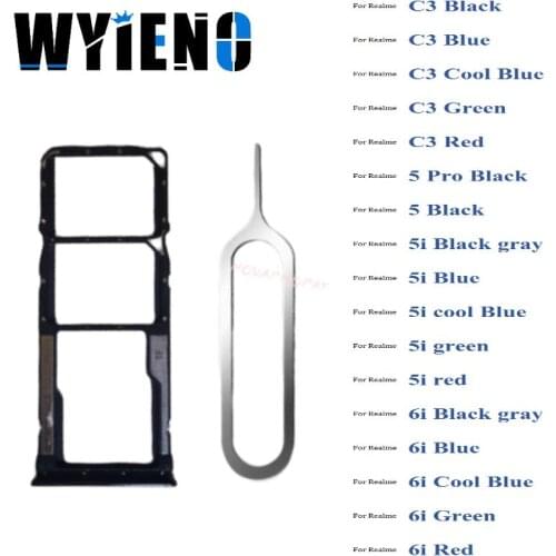 Wyieno SIM Card Tray For Realme C3 Sim Holder Slot Adapter Reader Replacement Pin