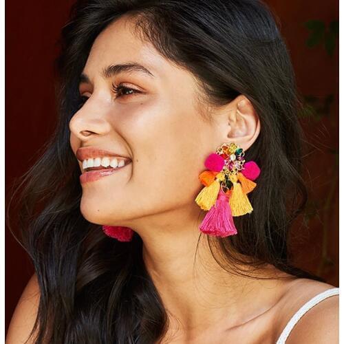 FASHIONSNOOPS Drop Crystal Earring Charm Boho Earrings Fashion Tassel Big Earring Dangle Large Wedding Long Brinco Ear Oorbellen