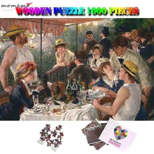MOMEMO Luncheon of The Boating Party Wooden Adults Jigsaw Puzzle 1000 Pieces Puzzle Famous Oil Painting Puzzle Toys Home Decor