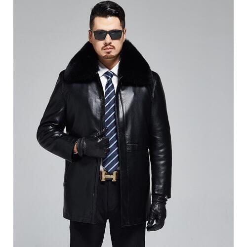 1907 New Fashion Clothing Mens Fox Fur Collar Fur Jacket with Fur Lining of Rex Rabbit Winter Coat