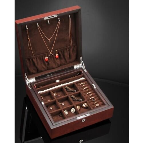 Makeup Organizer for Cosmetic bracelets earring ring Storage Box Organizer Desktop Wood Jewelry Makeup Container Large Capacity