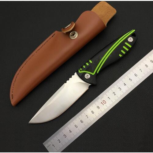 Free shipping The sharp Outdoor defense 58HRC height hardness steel hunting knife The blade plating titanium G10 handle