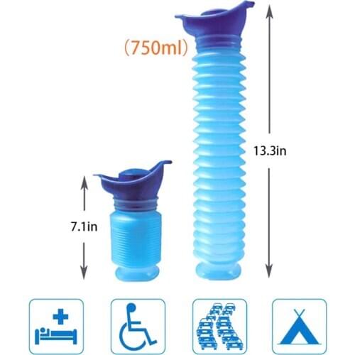 750ml Mobile Urinal Toilet Aid Bottle Portable Toilet Potty Pee Urine Bottle Reusable Outdoor Camping Travel Personal Pee Urinal