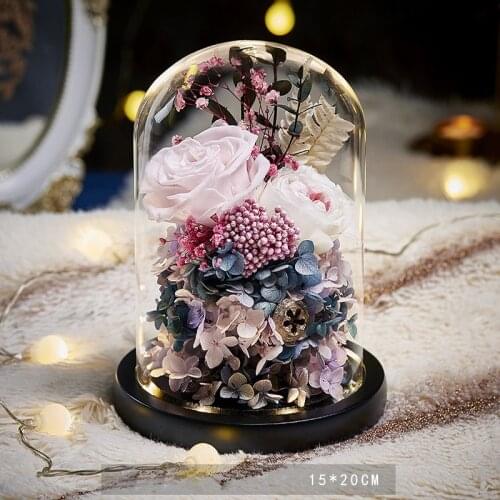 Mother Day Gift Eternal Flowers Eternal Rose LED Rose In Glass Dome With LED Home Decoration Valentine Gift Christmas Gift