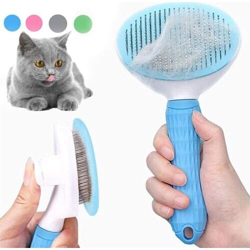 Self Cleaning Pet Comb Hair Removal Massaging Brush Elastic Haired Dog Cat Brush for Puppy Kitten Rabbit Deshedding Hair