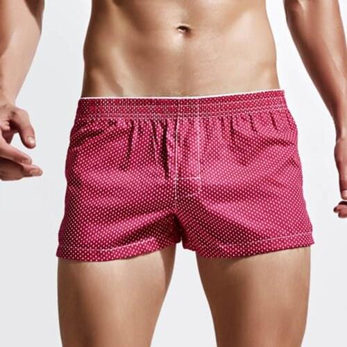 Шорты Men Boxers Solid Color Polka Dot Print Elastic Waistband Cotton Boxers Panties Sleepwear 2021