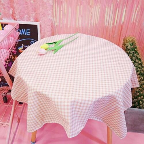 INS Korean Style Hipster Plaid Tablecloth Macarons Color Side Dining Table Cushion Tea Table Picnic Cloth