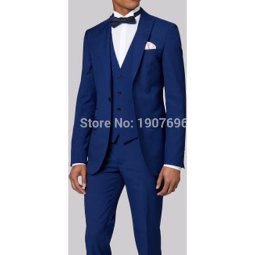 Tailor Made Groom Tuxedos for Wedding Mens Suits Royal Blue Man Fashion Costumes 3 Piece Man Suits Set Jacket with Pants Vest