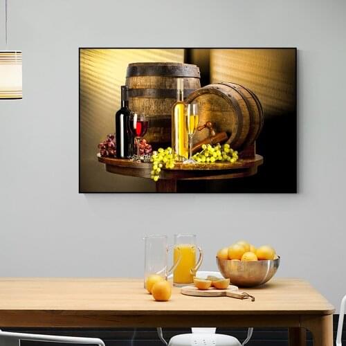 Modern Canvas Wall Art Fruit Foods Posters Print Painting for Kitchen Home Decoration Grape Wine Wall Pictures For Dining Room