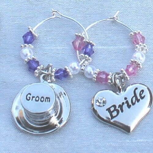 Wedding Table Decorations Champagne Wine Glass Heart Hat Charms Favors DIY wholesale 10pcs/lot