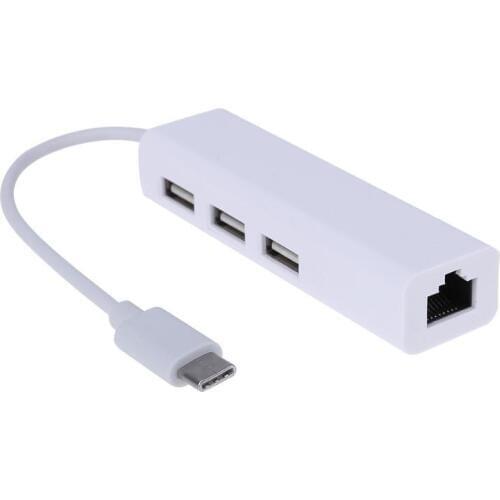 USB 3.1 Type C to Ethernet LAN RJ45 Adapter Network Card 3 Ports USB 3.0 Hub Type-C Conveter Adapter High Speed For Macbook