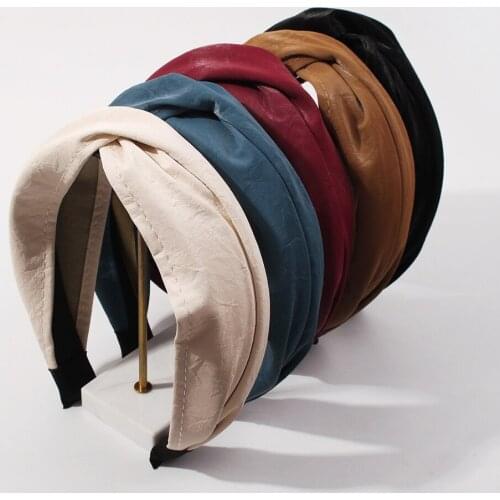 Vintage Suede Headbands Solid Color Turban Hairband For Women Girls Wide Knotted Hair Band New Fashion Female Hair Accessories