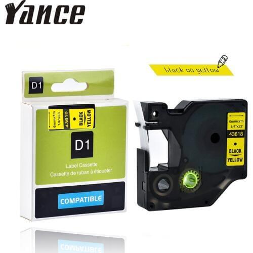 Yance Compatible Dymo D1 label maker 43618 6mm black on yellow label tape for DYMO label printer LM160 LM280 DYMO Manager PNP