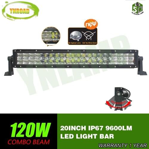 YNROAD 5D 120W 20inch Curved LED Work Light Bar Combo Beam 5D optical lens SUV ATV 4x4 Truck 4WD Offroad Light Bar 9600LM