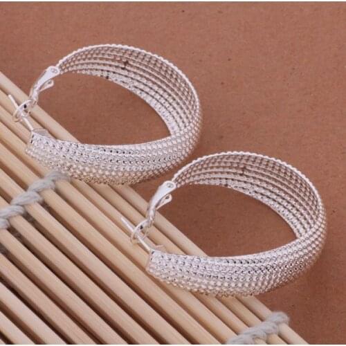 AE563 Lucky Silver Color Earrings For Women Jewelry Women Accessories Frosted Surface /bbeajsla Ayfajpma