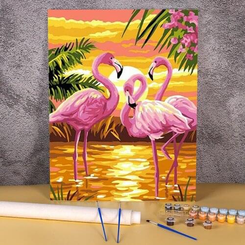 Animal Bird Flamingo DIY Paint By Numbers Set Acrylic Paints 40*50 Painting On Canvas New Design For Children For Handiwork
