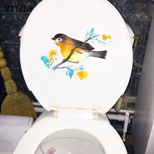 ZTTZDY 24.3×18.1CM Painted Animal Bird Art Wall Stickers Mural Classic Toilet WC Decor Accessories T2-1482