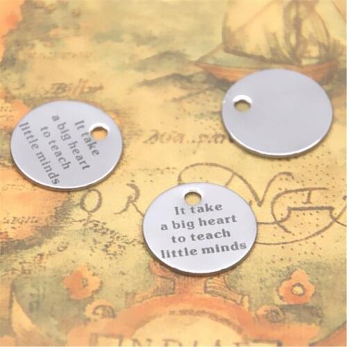 10pcs It take a big heart to teach little minds charm silver tone message charm pendant 20mm
