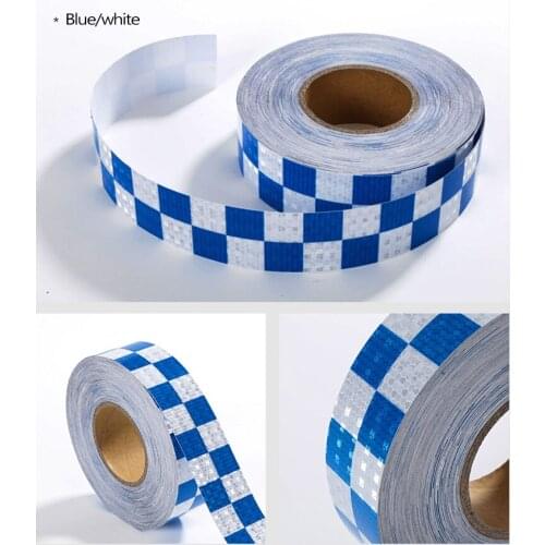 10MX5CM Blue White Lattice Reflective Stickers Car Safety Mark Warning Stickers Reflective Film