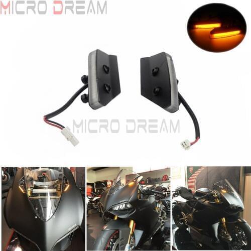 2pcs For Ducati 959/1299 Panigale All Mirrors Block Off Turn Signals Light Front LED Indicator Amber Flashing Indicator Lights