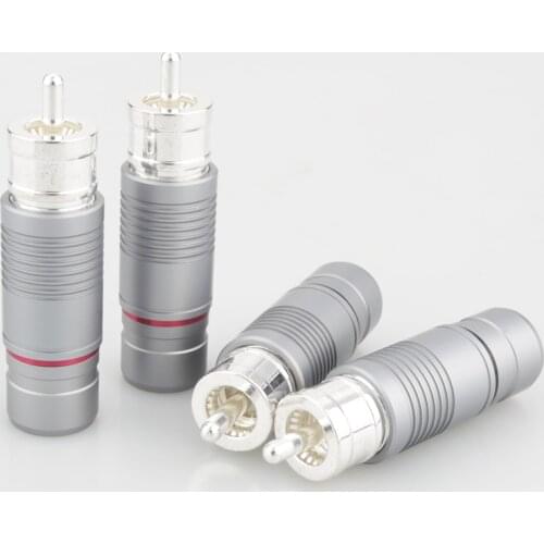 4PCS High End Top Quality Silver Plated RCA Audio Plug Connector HIFI RCA MALE Plug Connector Adapter