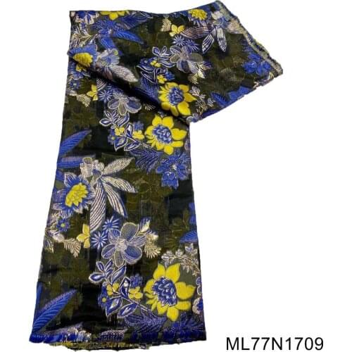 5Yards African Brocade Jacquard Lace Fabric Damask Floral Organza Mesh Cloth Nigerian French Tulle Net Sewing Material ML77N17