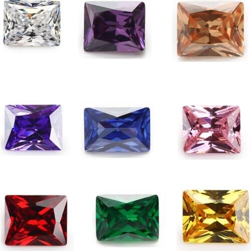 50pcs 2x3~13x18 AAAAA Rectangle Shape Golden Yellow ,Voilet,Olive ,Purple, Black,Pink Cubic Zirconia Stone Loose cz Beads
