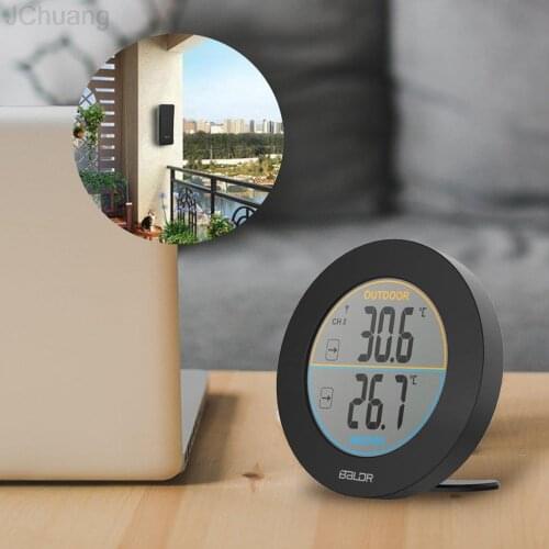 Round Shape Wireless Thermometer Table Indoor Outdoor LCD Display Digital Wall Temperature Meter Sensor