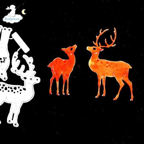 Bunnymoon 2020 Two Deers Metal Cutting Dies 3D DIY Scrapbooking Carbon Sharp Craft Die Photo Invitation Cards Decoration