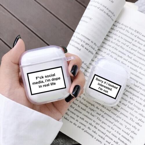 The Art Of Eye Contact Clear Letter social media Case for Airpods 2 1 Earphone Cover for Airpods Soft TPU Clear Earphone Fundas