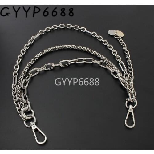 1-5pcs silver color Iron meterial chains with snap hooks three in one for woman handbag purse accessories in bulk