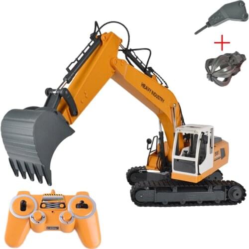 2.4G RC Excavator Engineering Vehicle Toy Digging Drilling Gripping 3 In 1 Alloy Excavator Toy Remote Control Vehicle Model