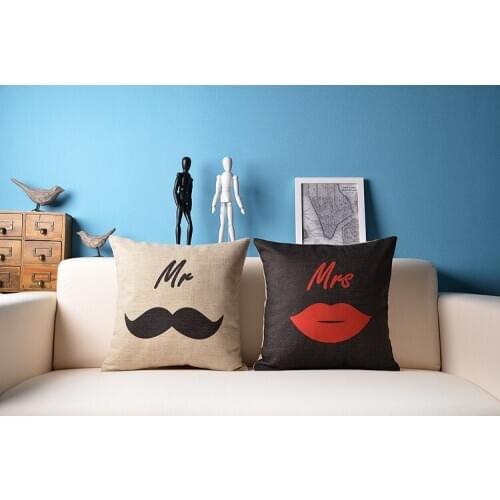 Mr & Mrs throw pillow cover capa de almofada No Inner