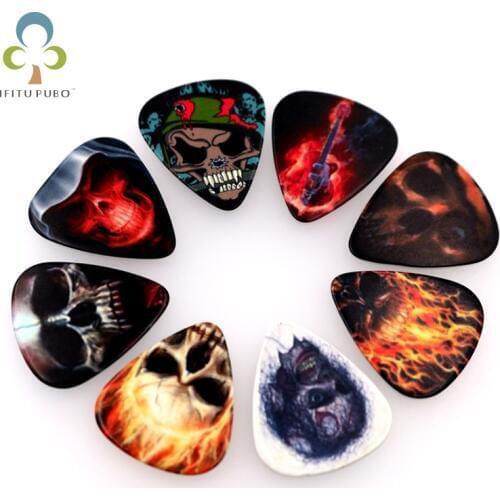 5pcs/lot 0.75-0.8mm Thickness Guitar Picks Smooth ABS Very Cool Skeleton Design Guitar Bass Pick Guitar Parts Accessories GYH