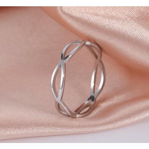 Skyrim New Fashion Geometric Hollow Rings for Women Stainless Steel Minimalist Finger Ring Jewelry Anniversary Gifts Wholesale