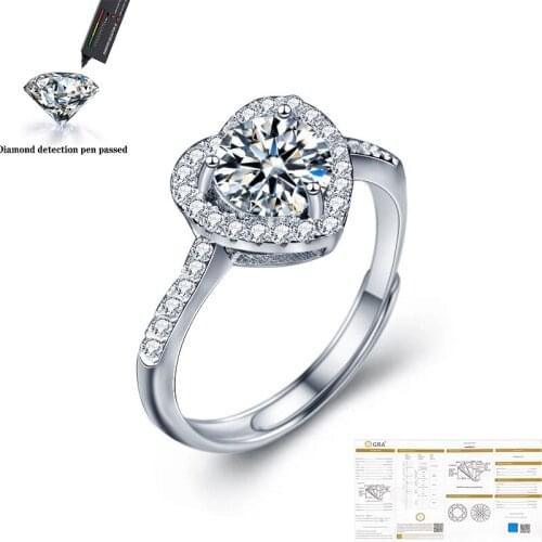 Moissanite ring 925 sterling silver ladies wedding bridal anniversary party 1.0 carat CT VVS1 color high quality ring