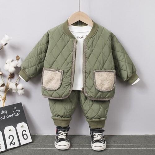Boys Suit Baby Children Clothes Baby Girls Cotton-Padded Clothes Winter Models Baby Middle And Small Kids Home Two-Piece Suit